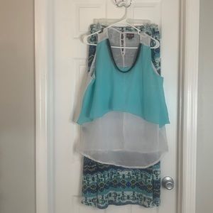 Teal/Blue skirt set